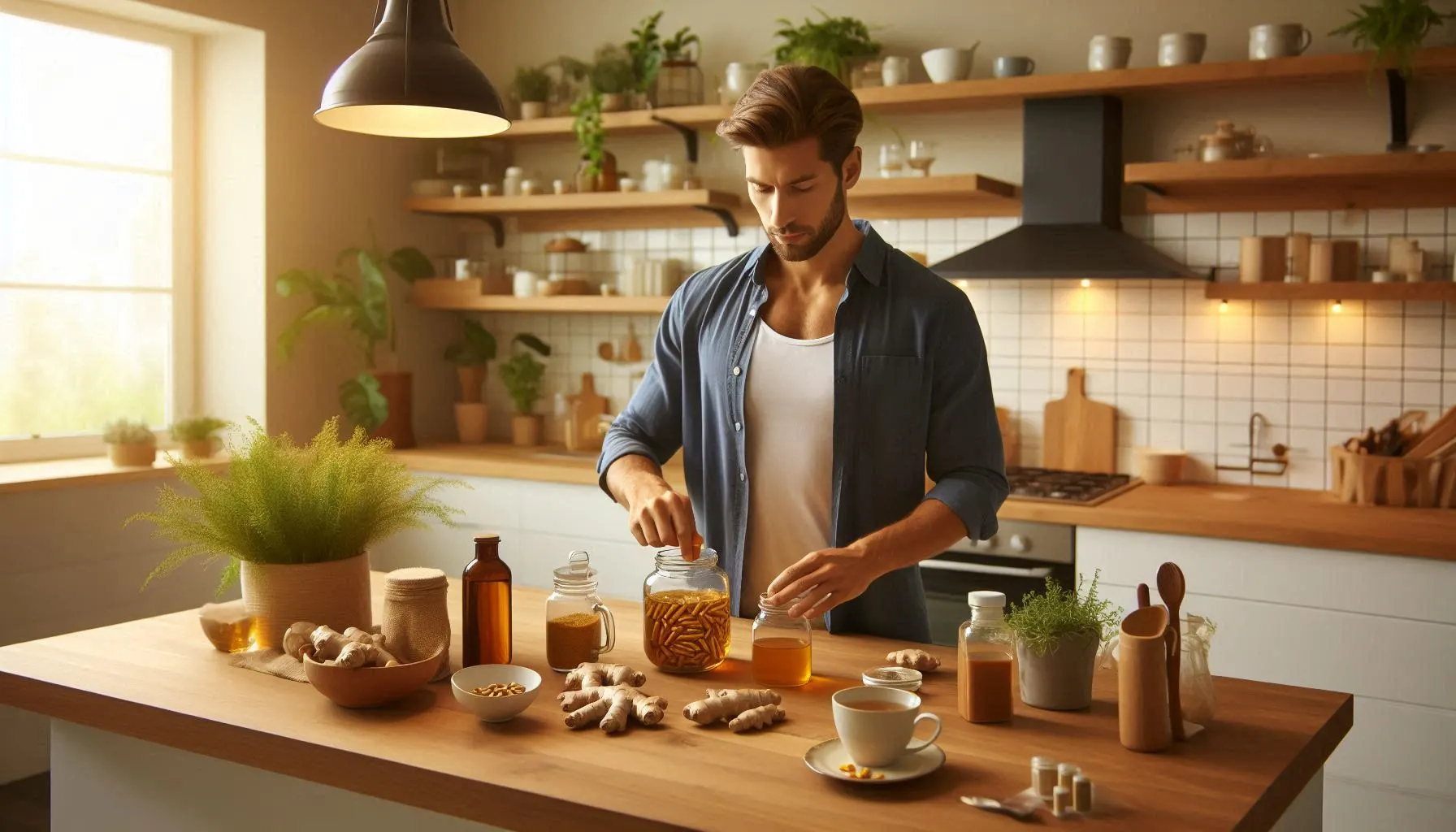 A person is preparing natural remedies