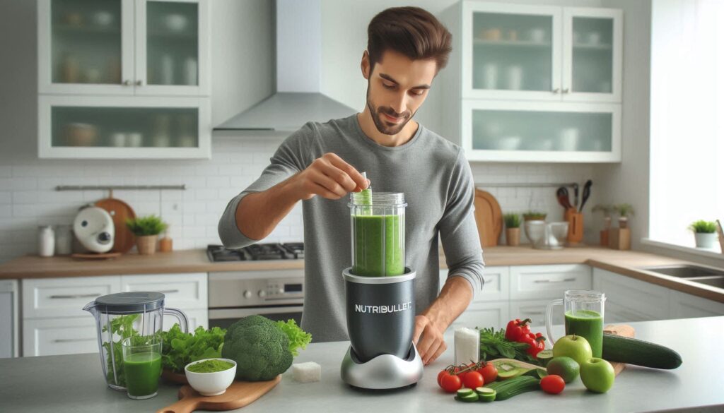 A person using a Nutribullet Blender