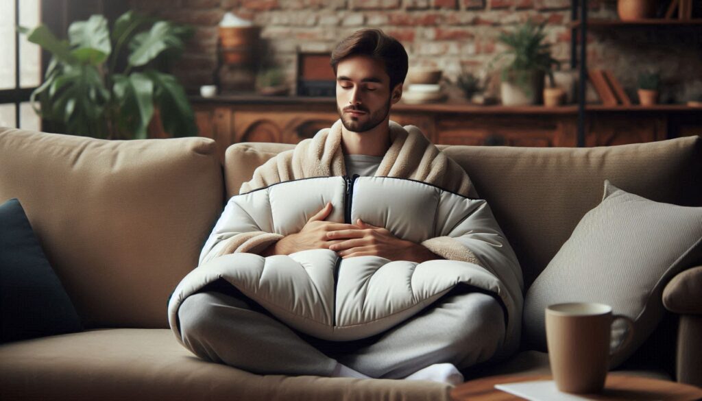 A person using a Weighted Blanket