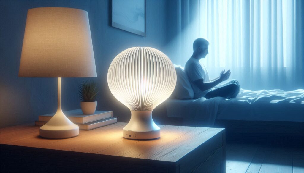 Therapy Light placed on a bedside table