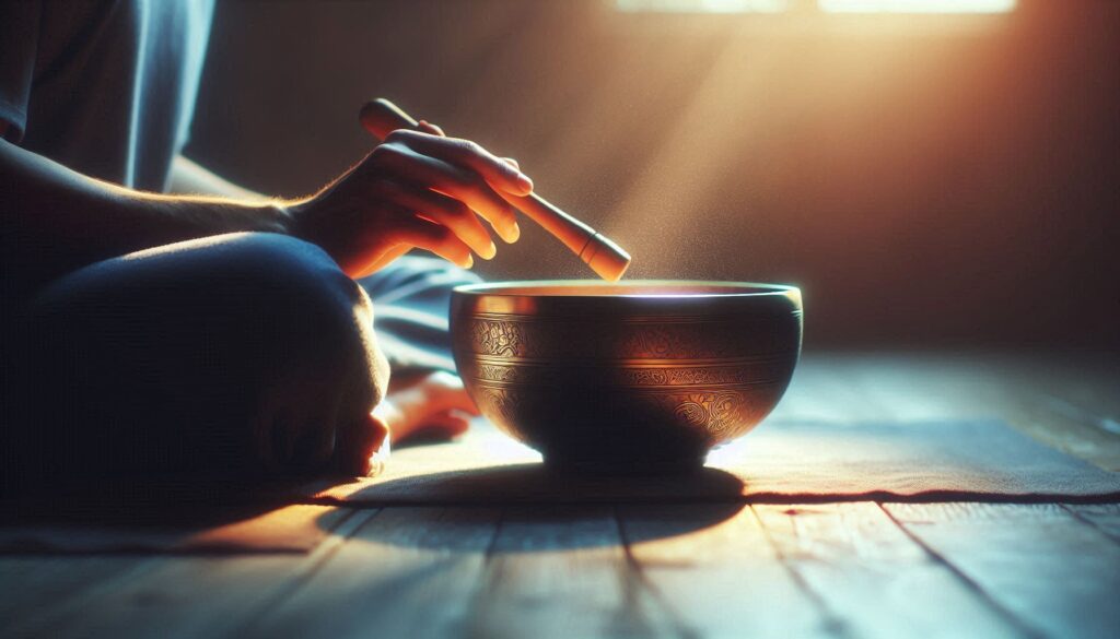 Tibetan Singing Bowl being used during a meditation session