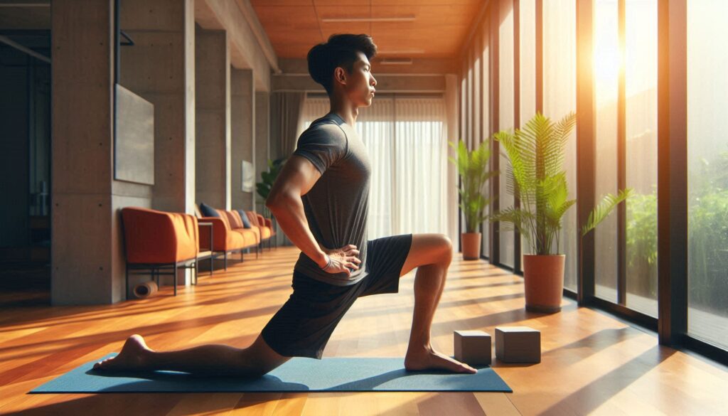 Young boy performing yoga