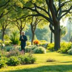 A Couple jogging in green garden for healthy aging